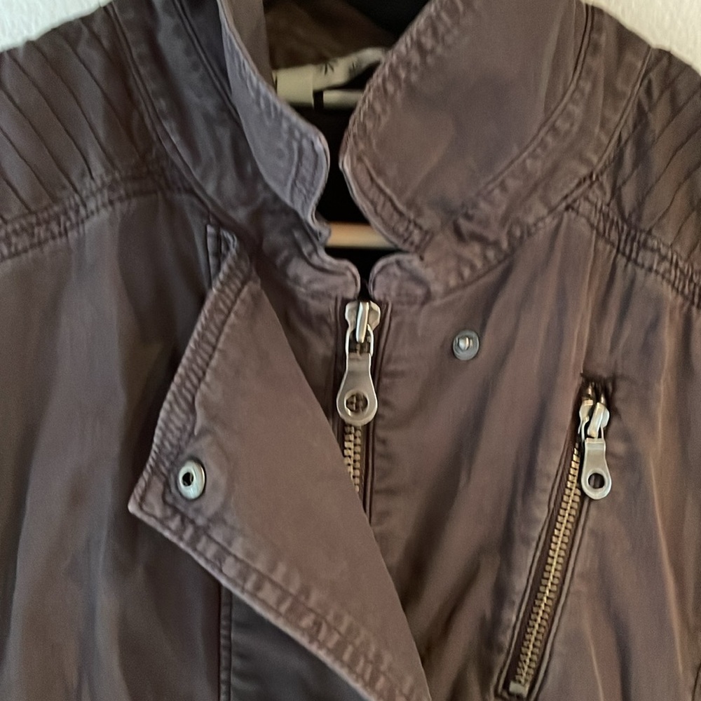 Athleta Cutie Crop Vintage Moto Jacket, Zip up with Snaps, Faded Black, Size M - Picture 3 of 9